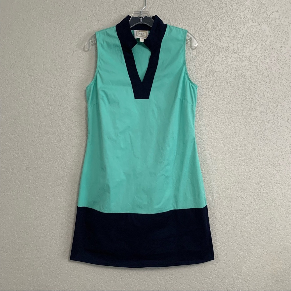 STS Sail To Sable Dress Sz M Sleeveless Colorblock Shift Preppy Coastal Yacht